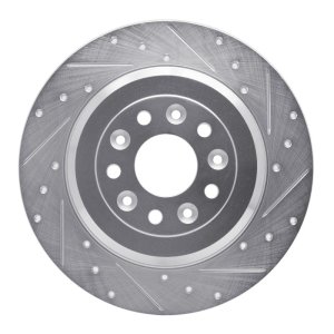 Ford Five Hundred Brake Rotor (1) - Rear Right - R1 Concepts - Drilled & Slotted - Silver - `05-`19